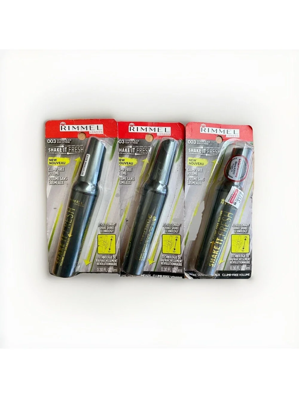 3-Pack: NEW Rimmel Shake It Fresh Clump-Free Volume Mascara 003 Extreme Black